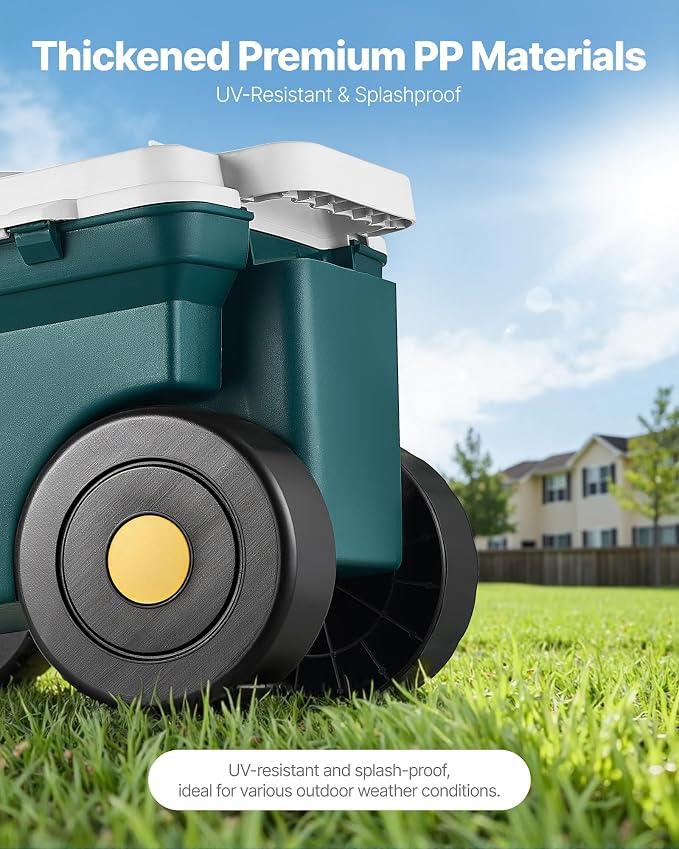 VEVOR Rolling Garden Cart with Seat, Metal Rolling Garden Work Seat with Wheels, Supports up to 400 LBS, Heavy Duty Gardening Cart Scooter, Outdoor Wagon & Stool on Wheels for Lawn, Patio, Backyard