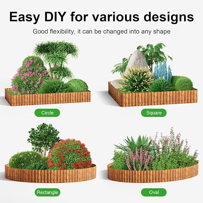 Land Guard Corrugated Garden Edging Border, 12" x 50' Landscape Paver Edging, Tall Landscape Edging, Fence for Garden, Flower Bed, Lawn and Landscape Edging (Rusty)