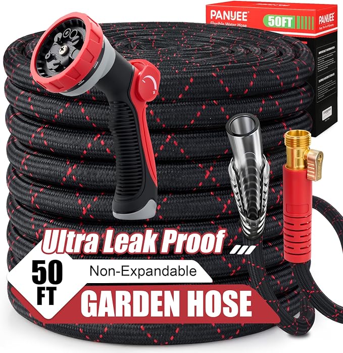 PANYEE 50FT Garden Hose, Flexible Water Hose,Lightweight Non-Expanding Leak Proof hose with 10 Functions Sprayer, Durable, Anti-Kink,Pressure Resistant for Yard, Outdoor