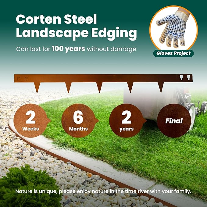 Corten Steel Landscape Edging 4.5 Inch Depth Steel Landscaping Edging 40 Inch Strips 10 pcs Metal Garden Landscape Border Rusted Edge for Lawn Yard Outdoor Plant by GZGNEEVL