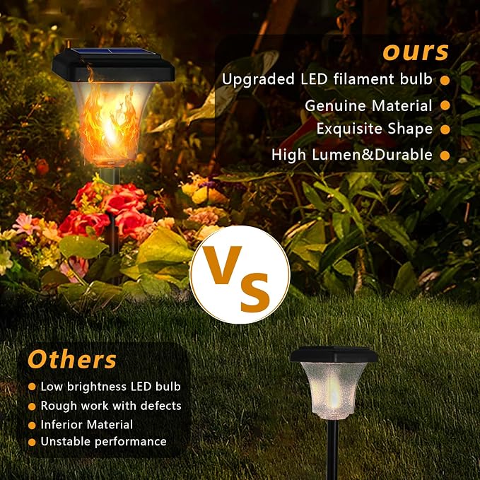 Swingers Solar Lights Outdoor,LED Solar Torch Lights with Flickering Flame | Upgraded 2nd-gen Flame tech,8 Pack Waterproof Outdoor Garden Light for Christmas, Garden, Landscape, Path, Yard, Patio