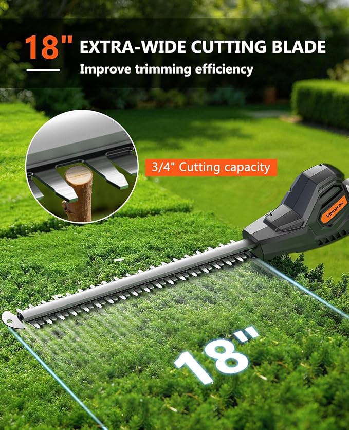 Pole Hedge Trimmer Cordless with 2 x 2000mah Batteries, 13.5 Ft Reach Electric Bush Trimmer for Yard and Garden, Hedge Trimmer with extension pole of 8.8Ft for Tall Hedge and Branches Pruning