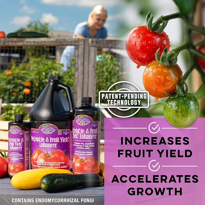 Microbe Life Hydroponics Fruit and Vegetable Plant Growth Yield Enhancer Supplement, Plant Nutrients for Better Growth and Yield, Use with Any Feeding Systems Including Hydroponics or Soil, 16 Ounces