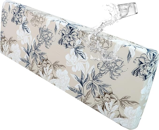FORCHEER Waterproof Patio Cushion Cover for Outdoor Furniture 37x22x4 Stretch Floral Large Outdoor Cushion Cover with Ties 1 Piece Replacement Washable