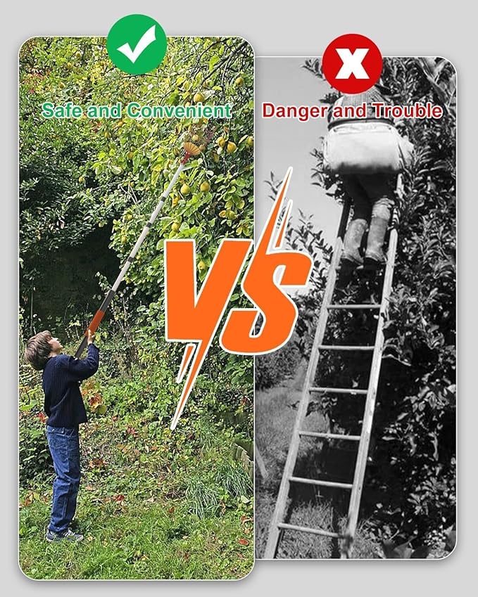 AgiiMan 28 Reach Fruit Picker with Telescopic Extension Pole, 5 to 20 FT Fruit Picker Pole Lightweight and Sturdy Aluminum Telescopic Pole, Easy to Assemble Fruit Picking Basket