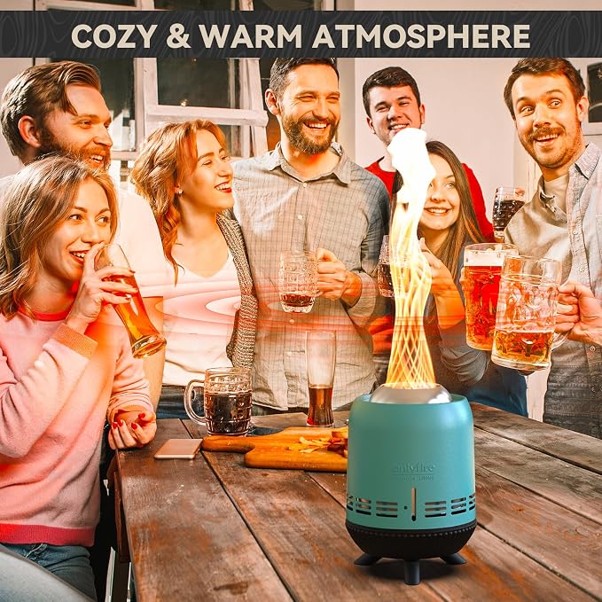 Tabletop Fire Pit Burning Woods/Pellets, Portable Small Fireplace with Storage Bag for Camping Tailgating RV Patio Backyard, Smokeless Camping Stove 9.5", FP055 Blue