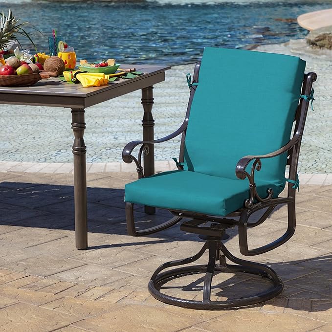Arden 4-Pack Outdoor Patio Dining Chair Cushion, 20x44, Rain-Proof Seat Pad, Fade-Resistant Outdoor Cushion Lake Blue Leala