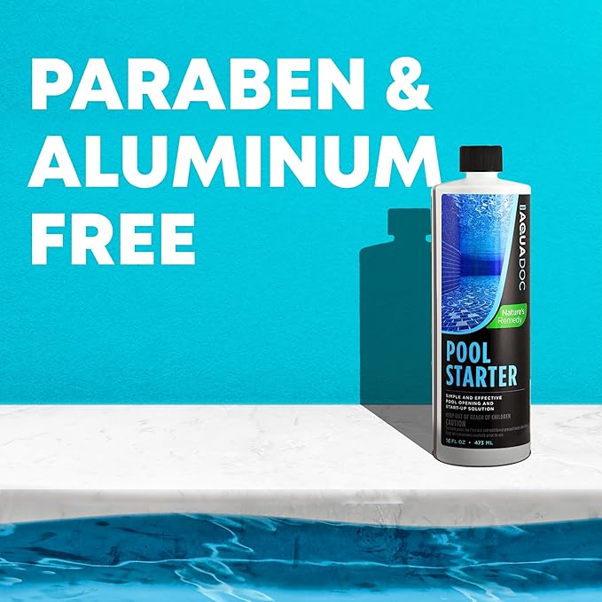 AquaDoc Saltwater Pool Starter Enzyme Treatment - 16 oz Treats up to 15,000 Gallons - Saltwater Pool Opening Chemical for Above Ground and Inground Pools - Made in USA