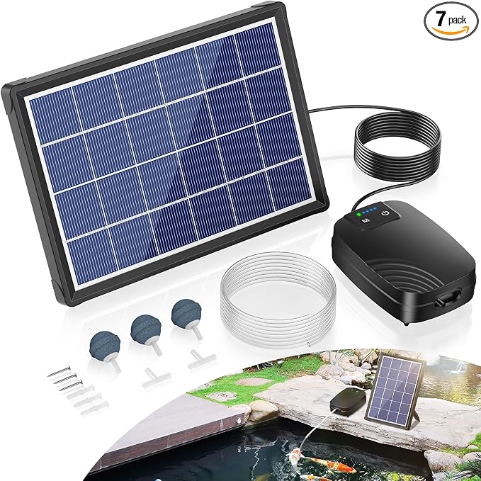 NFESOLAR 4W Solar Pond Aerator with 2200mAh Battery Backup, All-in-One Solar Air Pump, 24/7 Continuous Oxygenation, Quiet Operation, 3 Modes Bubbler, Portable for Small Ponds & Fish Tanks