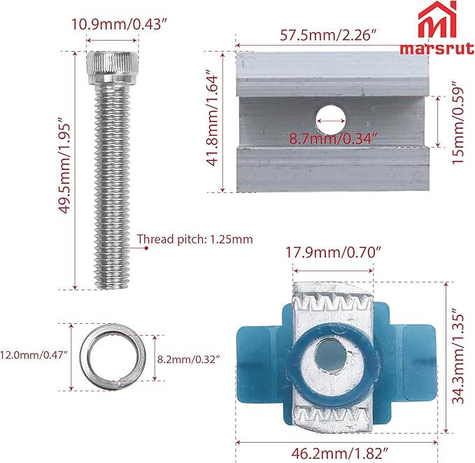 10Pcs Solar Panel Clamps for Unistrut System, Mounting Clamp Bracket, Adjustable Wide PV Photovoltaic Support Mid Mount Clips, Aluminum Secure Hardware Kit with Nut Bolt Fit Standard Roof Solar Panel