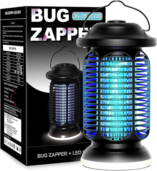 Bug Zapper Outdoor Indoor, Electric Fly Zapper Waterproof with LED Light, 18W Power & 4000V High-Voltage, Coverage Area of 1/2-1 Acre, 5.5ft Cord, Plug-in Mosquito Trap for Patio Backyard Garden
