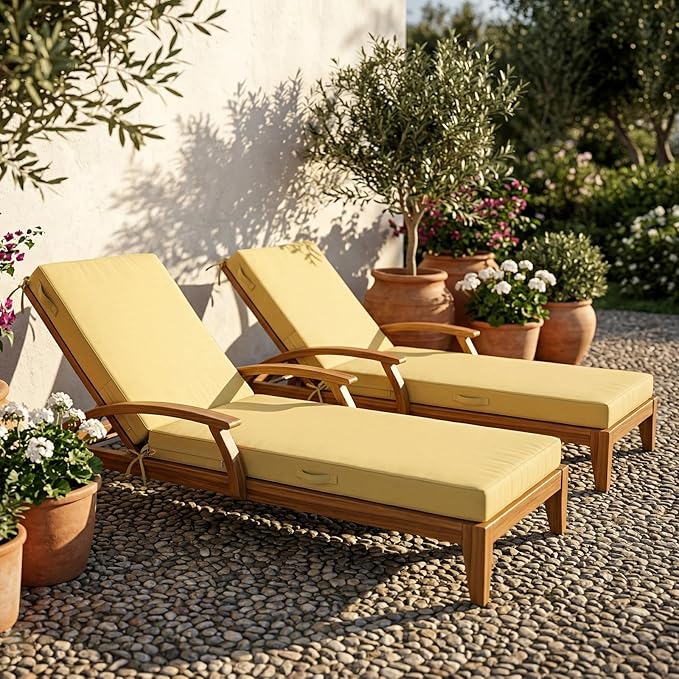 L'AGRATY Outdoor Lounge Chaise Cushion: 72x21x3 Inch Waterproof Lounge Chair Cushion for Outdoor Furniture with Fade Resistant Removable Cover - Patio Cushions for Pool Lawn Deck(Khaki 1Pack)