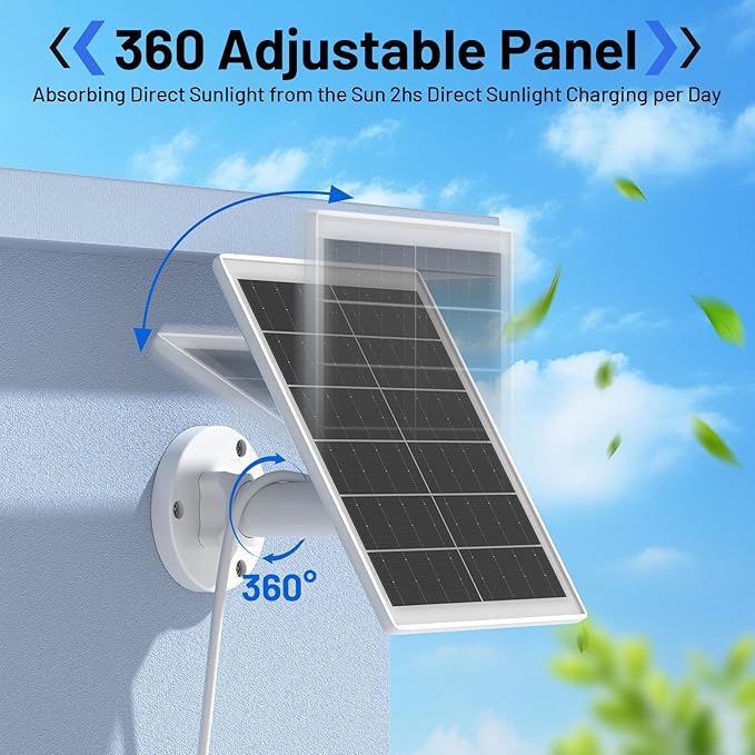5W Solar Panel Charger Compatible with Arlo Pro 5S/Pro 4/Pro 3/Ultra/Ultra 2/Go 2 Camera, Solar Panels Charging with 13.1ft Waterproof Charging Cable,360° Adjustable Wall Mount, 4 Pack