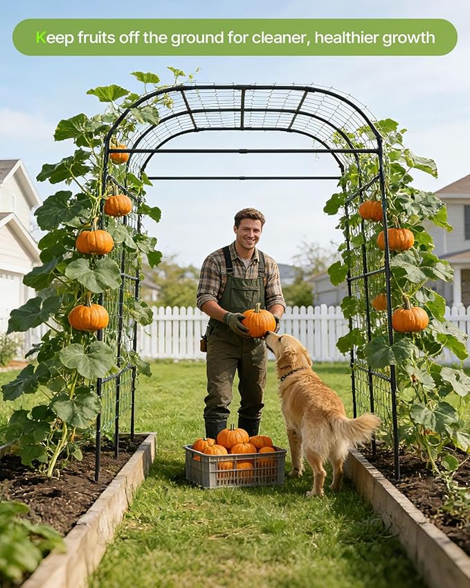 Suteck 7.5FT Tall Garden Arch Trellis – Metal Garden Arch for Climbing Plants, Easy Assembly Outdoor Trellis for Vines & Flowers, Home Gardeners