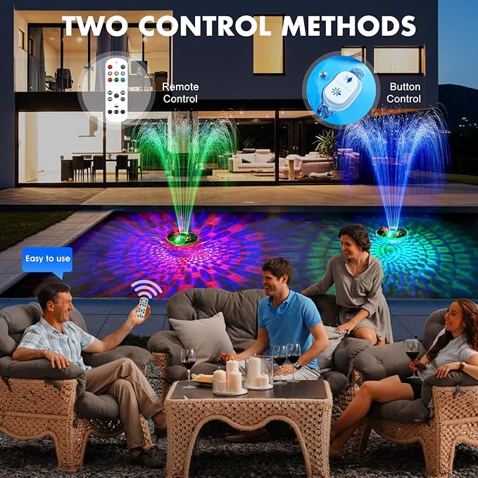 Upgraded Pool Fountain with Remote,2026 Floating Pool Fountain with Lights,Above Ground Pool Water Fountains Pump with Anchor,Swimming Pool Fountains for Inground Pool-1PC(Blue)