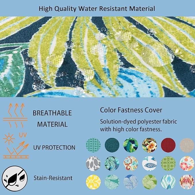 COZYVIDA Outdoor Chair Cushions Set of 4, 20"x20" Square Seat Pads with Tie Straps and YKK Zippers, 30D High-Density Foam, Water-Resistant Fabric,UV-Resistant 1000+ Hrs