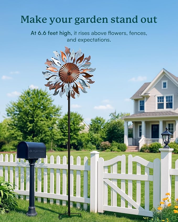 Wind Spinners Yard Garden - Large Wind Sculptures & Spinners with Stake, Kinetic Metal Windmill Spinner Decor for Garden Lover (22" W x 83“ H)