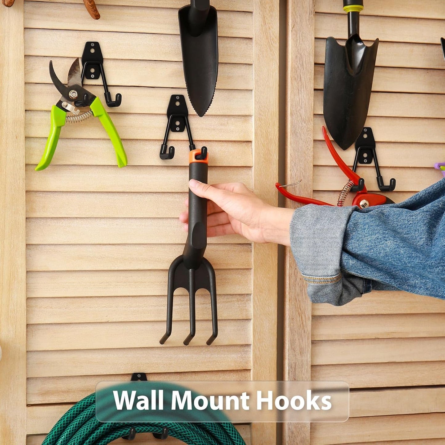 Utility Steel Wall Mount Heavy Duty Garage Hooks with Anti-Slip Coating,Storage More Yard,Garden and Power Tools and for Hanging Hose,Ladder and Bike(8 Pack 4.5x2.75 inch)