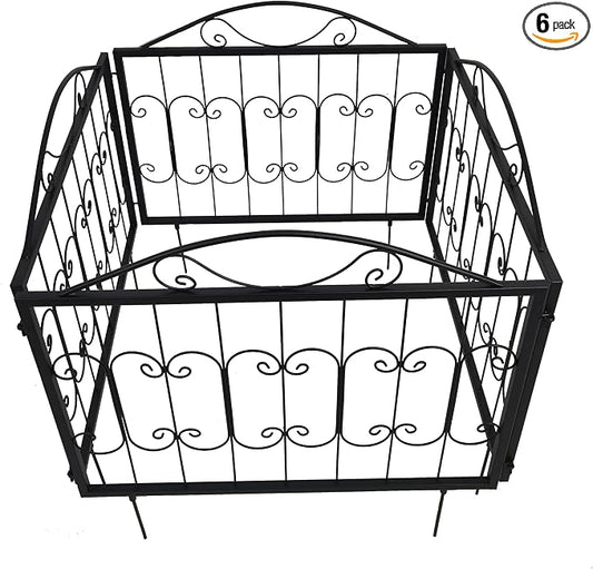6 Pack Decorative Garden Fence, Rustproof Metal Wire Tall Fencing Border, Indoor or Outdoor No Dig Animal Barrier Fence for Dog, Flower Bed, Patio, Yard