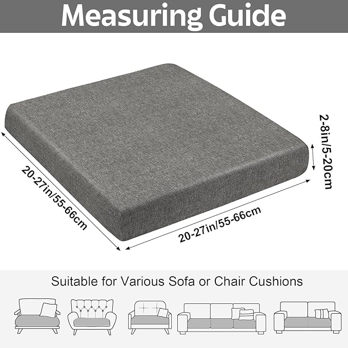 pickyNproud 12Pcs Patio Cushion Covers Stretch Outdoor Couch Cushions Slipcovers Replacement Washable Furniture Protector with Elastic Bottom Sofa Chair Seat Cover, Charcoal Gray