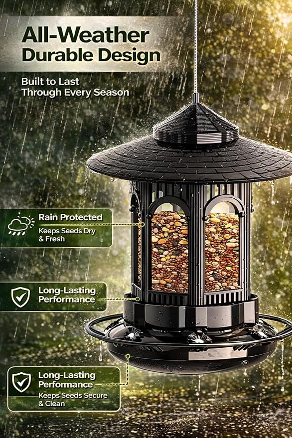 Premium Bird Feeder for Outdoor Hanging | Weather-Resistant & Durable Design | Easy Refill & Clean | Ideal for Garden, Patio & Backyard | Attracts Wild Birds