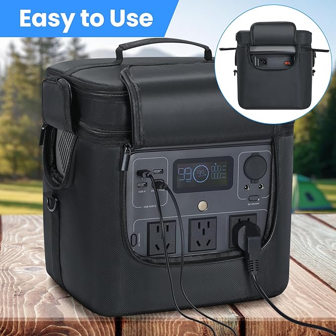 Carrying Bag Compatible with ECOFLOW River 2 Pro, Power Storage Bag with Adjustable Shoulder Strap, Soft Generator Cover with Side Zipper,28 * 27 * 23CM (Black, For River 2 Pro)