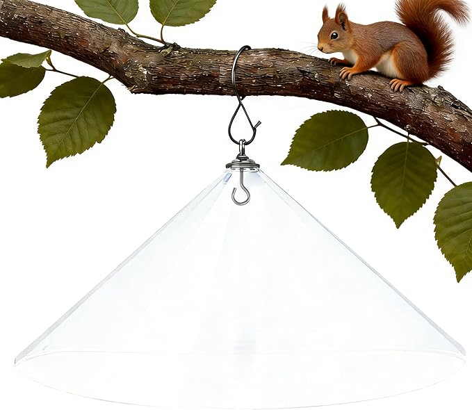 19 Inch PP Squirrel Baffle for Outdoor Bird Feeders - Hanging Bird Feeder Umbrella Guard, Squirrel Proof Protector for Shepherd Hooks & Poles, Transparent, 1 Pack