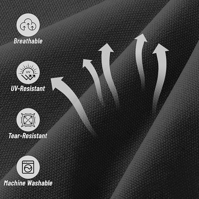 12 Pcs Patio Cushion Covers, Outdoor Rattan Sectional Sofa Cushion Covers, Replacement Washable & Reusable Furniture Protector for Patio Couch (12Pcs-Black, 25.6 * 25.6 * 4-inch)