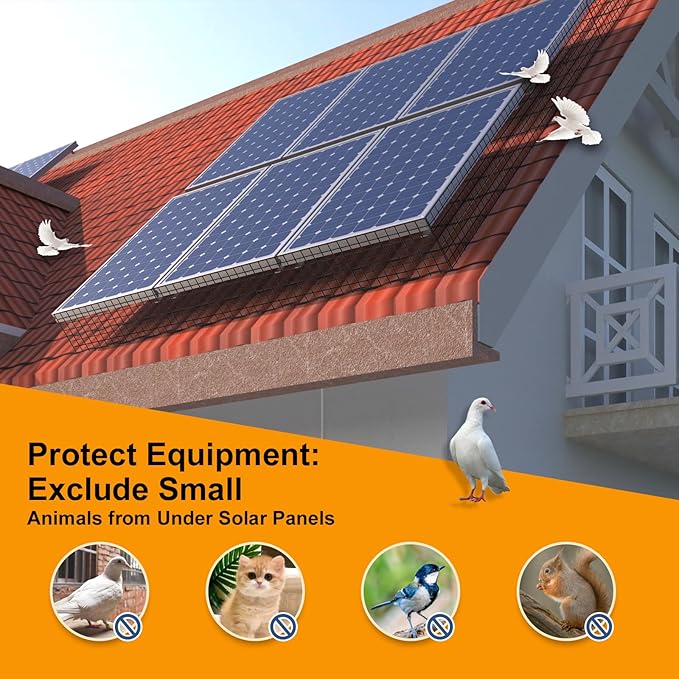 Solar Panel Bird Proof Cover Black Heavy-Duty PVC 1/2 inch 6in * 50FT Bird Proof Rolling net kit Solar Panel Animal Protection Device, can Prevent Pigeons and Birds from Entering The Room