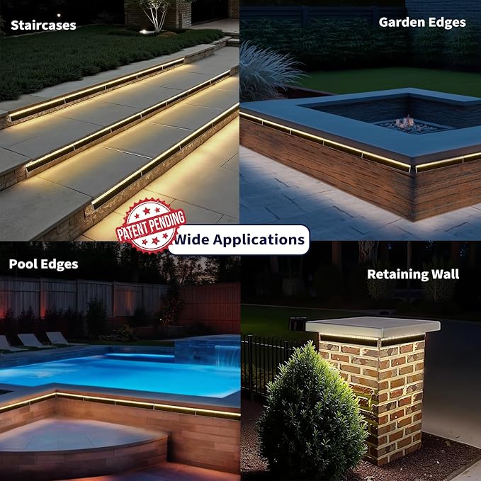 SHONELIGHTING Solar Step Lights for Outside, 33 Focused-Beam High-Brightness LEDs, Waterproof Aluminum Outdoor Stair Light for Risers, Curbsides, Poolsides, Planter Edges (Warm White, 12Pack)