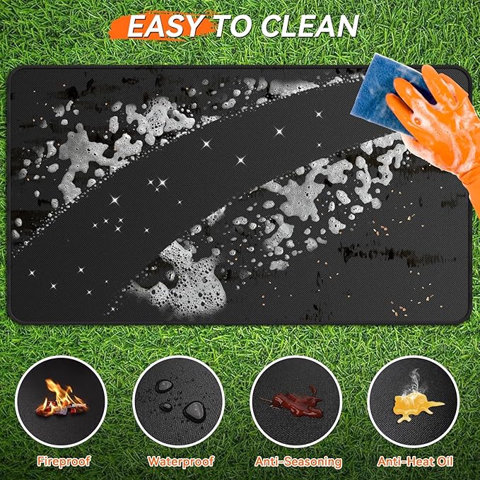 25x39 inches Under Grill Mats for Blackstone, Double-Sided Fireproof Outdoor Grill Protective Mat, Oilproof Waterproof BBQ Fire Pit Fireplace Mat