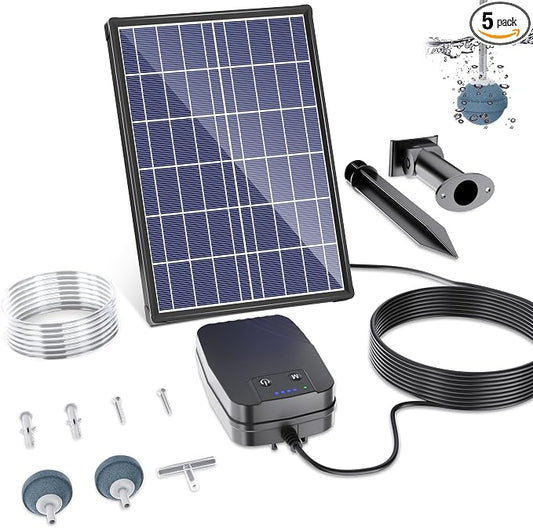 Biling 4W Solar Pond Aerator for Small Pond, 3 Modes, 2200 mAh Battery Backup, Solar Air Pump with 2 Air Stone for Outdoor Fish Pond Stock Tank Aquarium Hydroponics