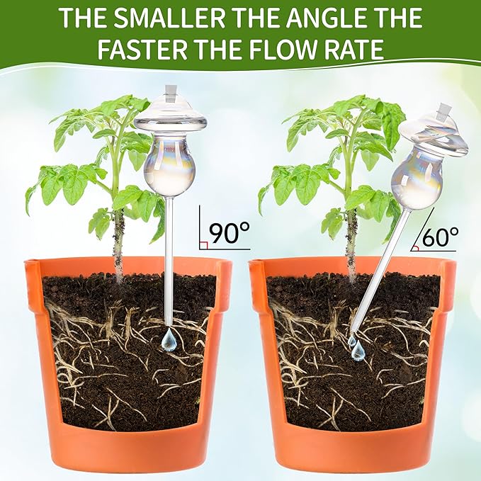 11 oz Up Large Plant Watering Globes, Self Watering Planter Insert, Glass Plant Watering Devices, Mushroom Self Watering Globes, Automatic Watering Bulbs for Indoor Outdoor Plants (Large 2-Pack)