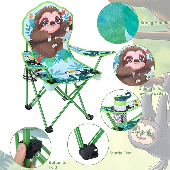KABOER Kids Outdoor Folding Lawn and Camping Chair with Cup Holder and Carrying Bag, Children's Camping Chairs