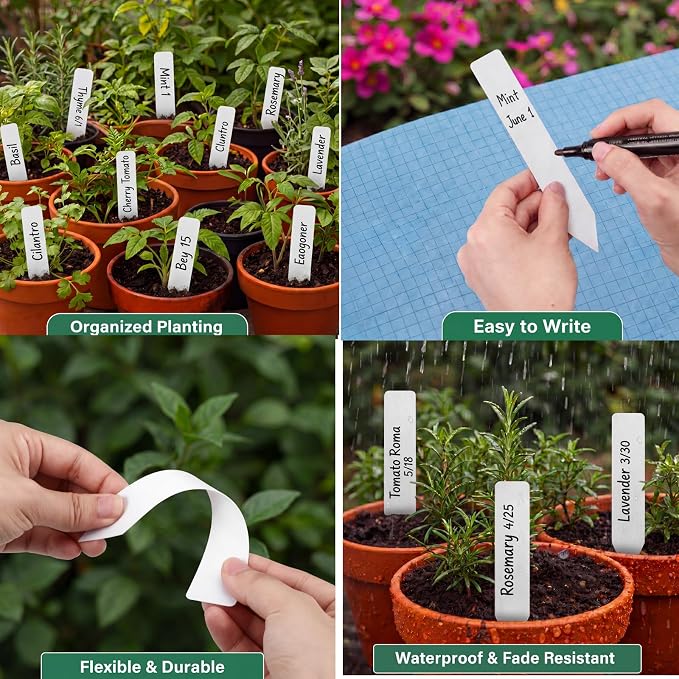 1000 Pcs 6 Inch Plastic Plant Labels Waterproof Garden Plant Tags Markers for Seedlings Greenhouse Accessories Outdoor Indoor Pot Garden Stake Essentials(White)