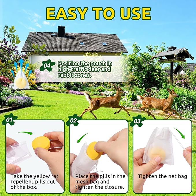 24 Pack Deer Repellent Rabbit Repellent Outdoor Deer Repeller for Plants Flower Vegetable Tree Keep Deer Rabbit Out of Lawn Garden