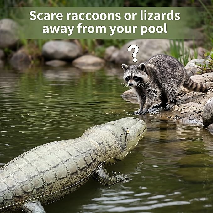 5.67FT Inflatable Alligator Keeping Ducks Away from Pools,Realistic Inflatable American Alligator Effective at Keeping Ducks and Raccoons Away from Pools