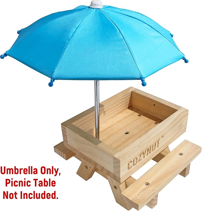 Replacement Mini Umbrella for COZYNUT Squirrel Feeder Picnic Table (Azure Blue)
