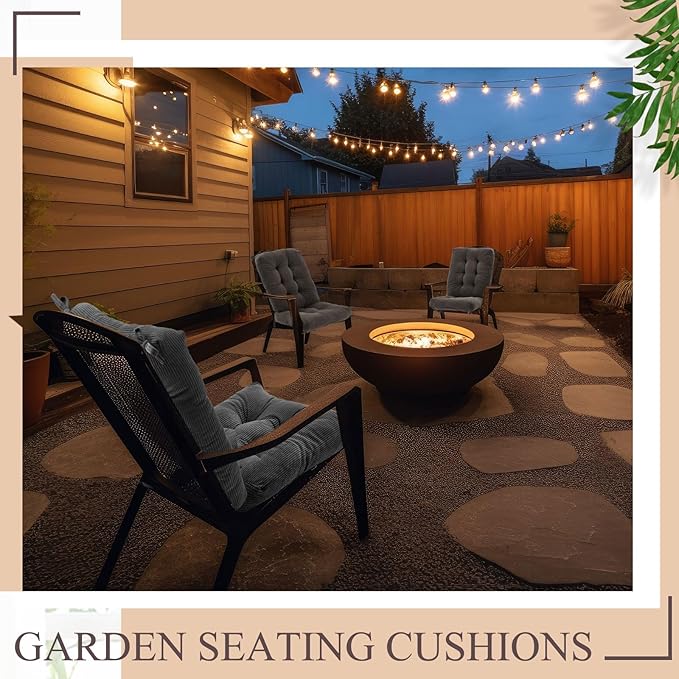 Juexica 4 Set Outdoor Patio Chair Cushions Corduroy Seat High Back Tufted Pillow Replacement Rocking Patio Chair Pads for Outdoor Indoor Home Office(Dark Gray)