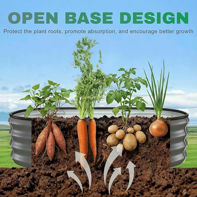 4x2x1 FT Oval Metal Raised Garden Bed, Elevated Garden Planter Box Outdoor, Trough Planter for Outdoor Plants, Flower, Vegetables, Fruit, Herbs (Dark Gray, 1PC)