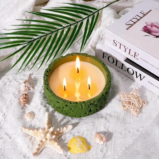 Viyffo Large Citronella Candles Outdoor, 3 Wick 20oz Citronella Candle Indoor, Non Toxic Soy Scented Candle, Green Ceramic Jar for Patio, Deck, Garden, Backyard, Camping, Home Fragrance, Décor & Gift