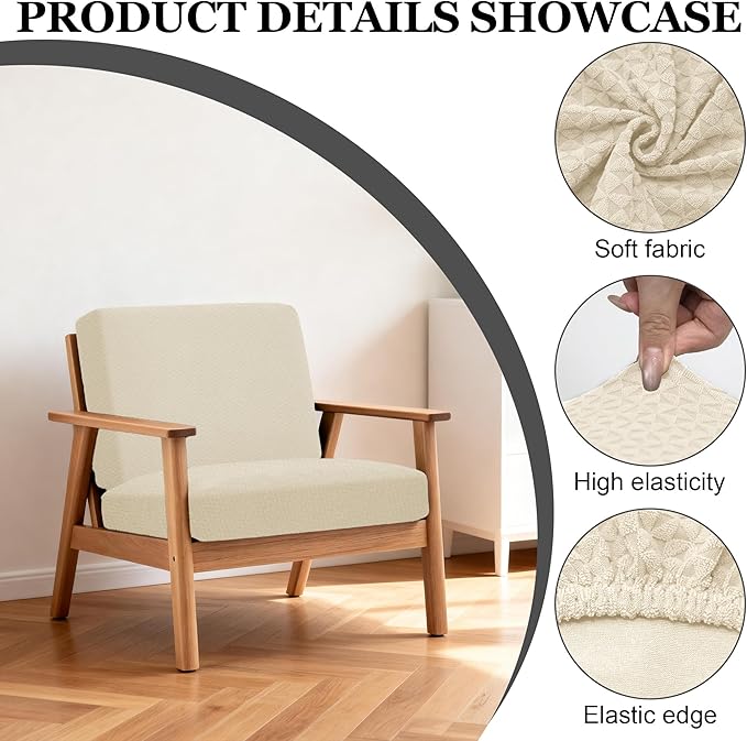 BIETYONE 4Pcs Patio Stretch Cushion Covers,Outdoor Sofa Replacement Cover Slipcovers for Patio Furniture Cushion Covers, Washable Reusable Furniture Protector