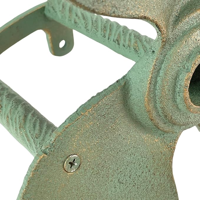 Zeckos Nautical Boat Propeller Garden Hose Holder – Cast Iron with Verdigris Finish, Wall-Mounted, 10.5" Diameter, 6" Depth, Holds 75 Feet of Hose, Decorative and Durable Outdoor Storage