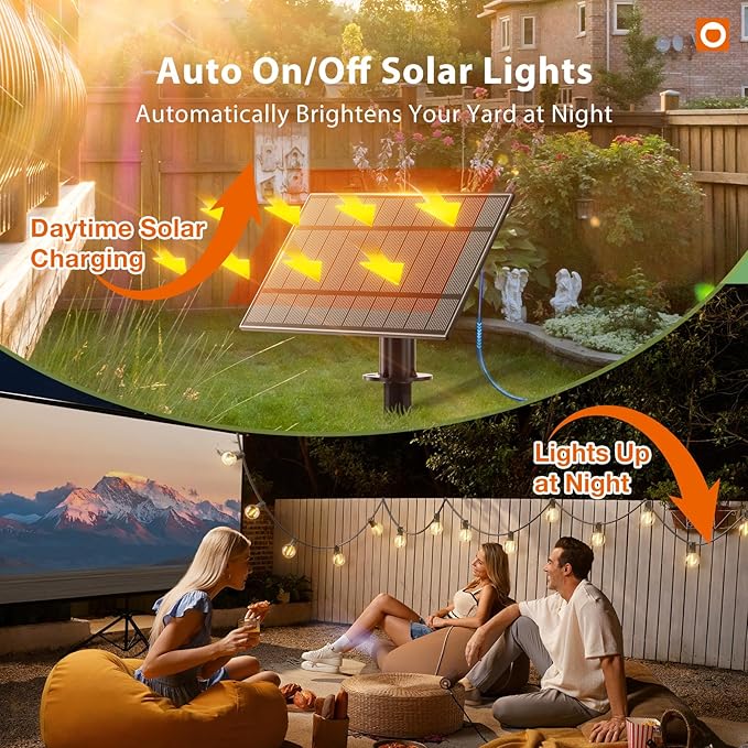 addlon 50FT Solar String Lights Outdoor Waterproof with Remote, G40 Globe Solar Patio Light with 27 LED Shatterproof Bulbs, 3 Modes, Dimmable Hanging for Outside Backyard Party