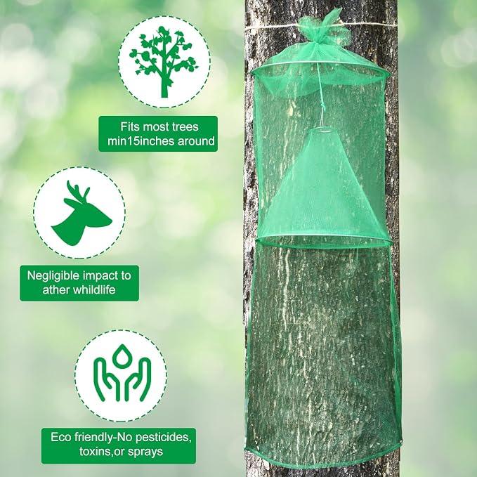 Qualirey 1 Pack Spotted Lanternfly Traps Lantern Fly Killer Mesh Tree Trap with Jute Rope and Nails Effective Way to Catch Lantern Flies and Nymphs (Green)