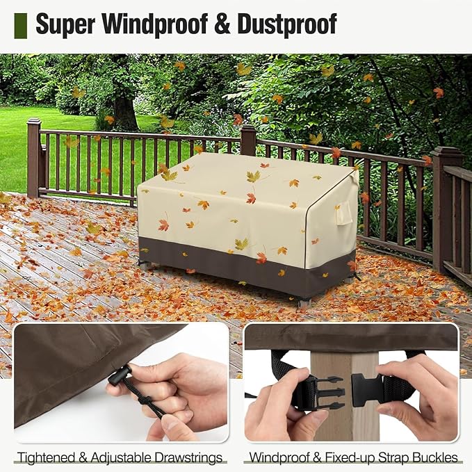 MR. COVER 3-Seater Outdoor Couch Cover Waterproof, 90 Inch Patio Furniture Covers Waterproof with All Weather Protection, Heavy Duty Outdoor Sofa Covers with Air Vent and Handles, Brown & Khaki