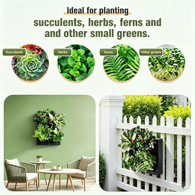 Wall-Mounted Planters Indoor, Living Wall Planter with 4 Pots - Vertical Planter Wall & Hanging Planter for Home, Office, Balcony or Shop No Assembly Required (White)