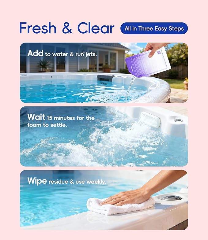 SummerBuddy 5-in-1 Weekly Hot Tub Cleaner, Clarifier, Conditioner – Spa Weekly Care Controls Oils & Residue, Helps Keep Water Balanced All Week – Ideal for All Spa Types (4-Week Kit)