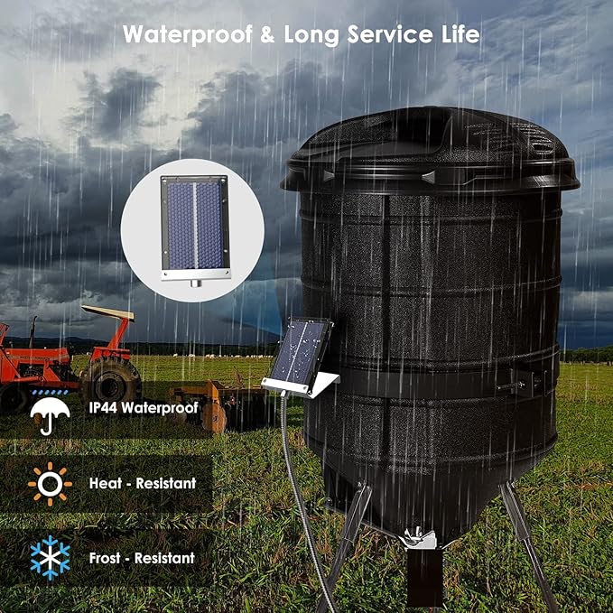 6-Volt Solar Panel for Deer Feeder with an Adjustable Mounting Bracket and Alligator Clips - Waterproof Solar Power Charger Compatible with 6V Game Feeder Timer and Rechargeable Batteries