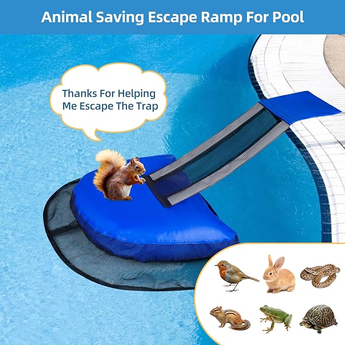 Pool Animal Escape Ramp Frog-Saver-Log - for 2Pcs Swimming Pools Wildlife Rescue Device,Durable Above Ground Pool Critter Ramp, Prevent Drowning with Easy Install, Pool Safety,Reusable (Blue-2Pack)